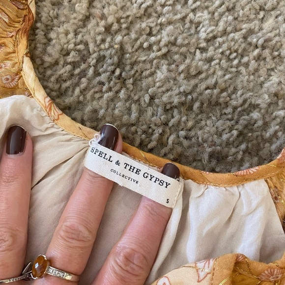 Spell and the Gypsy Coco Lei Mumu Dress in Burnt Yellow Size S BOHO Bohemian - Picture 6 of 9